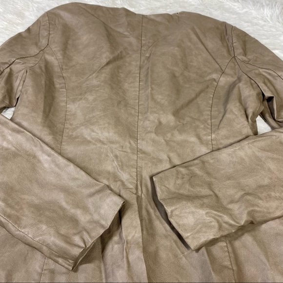 C. Luce Tan Faux Leather Blazer Jacket - Picture 12 of 16